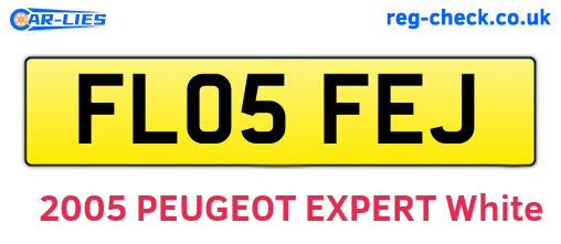 FL05FEJ are the vehicle registration plates.
