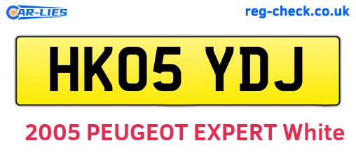 HK05YDJ are the vehicle registration plates.