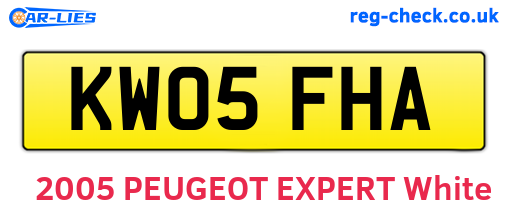 KW05FHA are the vehicle registration plates.