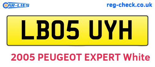 LB05UYH are the vehicle registration plates.
