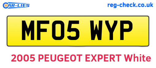 MF05WYP are the vehicle registration plates.