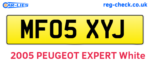 MF05XYJ are the vehicle registration plates.