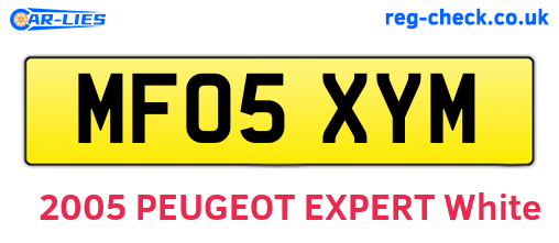 MF05XYM are the vehicle registration plates.