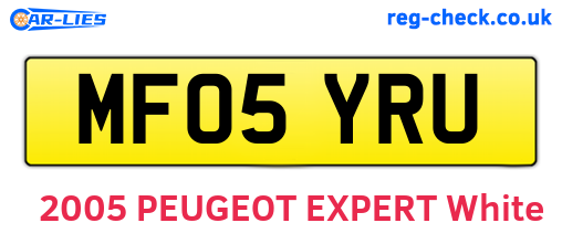 MF05YRU are the vehicle registration plates.