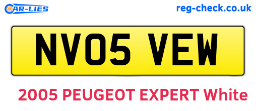 NV05VEW are the vehicle registration plates.