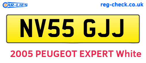 NV55GJJ are the vehicle registration plates.