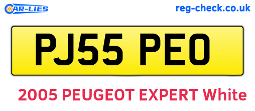 PJ55PEO are the vehicle registration plates.
