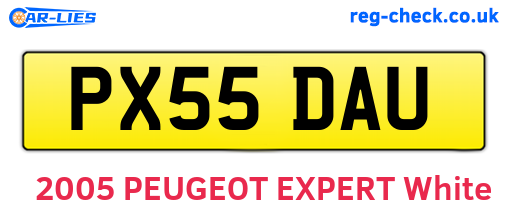 PX55DAU are the vehicle registration plates.