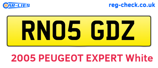 RN05GDZ are the vehicle registration plates.
