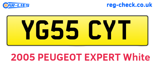 YG55CYT are the vehicle registration plates.