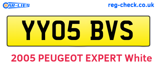 YY05BVS are the vehicle registration plates.