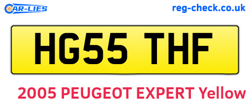 HG55THF are the vehicle registration plates.