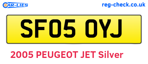 SF05OYJ are the vehicle registration plates.