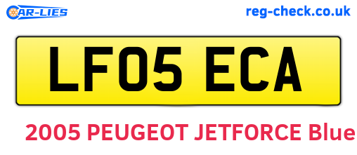 LF05ECA are the vehicle registration plates.