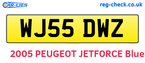 WJ55DWZ are the vehicle registration plates.