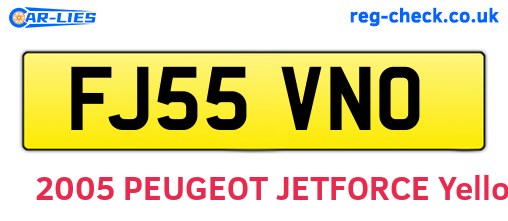 FJ55VNO are the vehicle registration plates.
