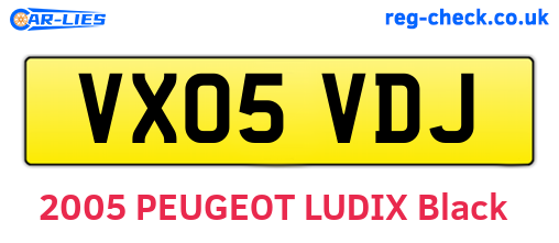 VX05VDJ are the vehicle registration plates.