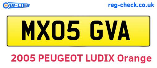 MX05GVA are the vehicle registration plates.