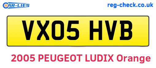 VX05HVB are the vehicle registration plates.