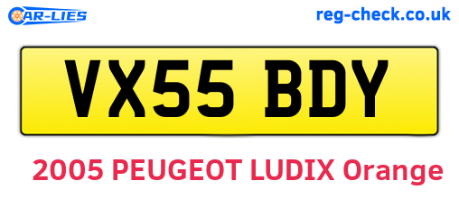 VX55BDY are the vehicle registration plates.