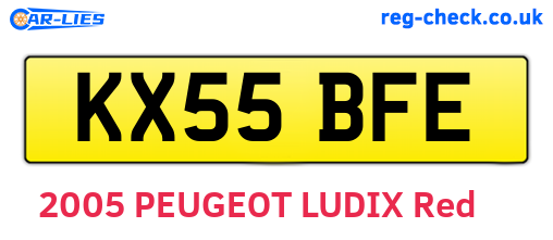 KX55BFE are the vehicle registration plates.