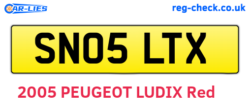SN05LTX are the vehicle registration plates.