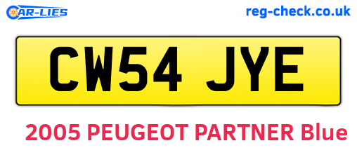 CW54JYE are the vehicle registration plates.