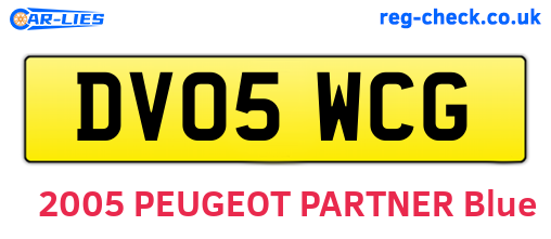DV05WCG are the vehicle registration plates.