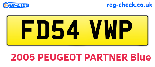 FD54VWP are the vehicle registration plates.