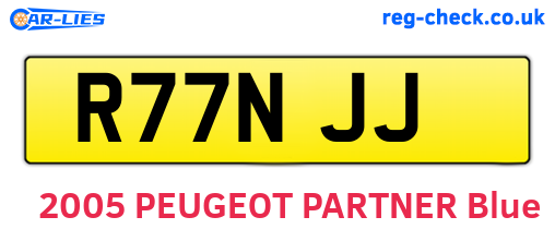 R77NJJ are the vehicle registration plates.