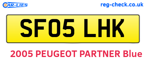SF05LHK are the vehicle registration plates.