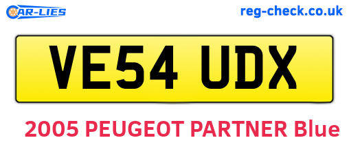 VE54UDX are the vehicle registration plates.
