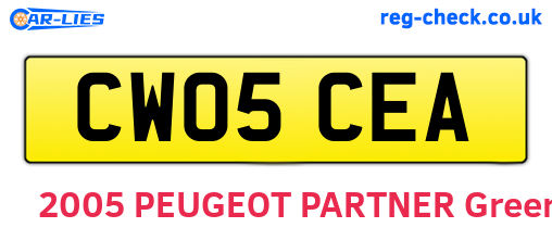 CW05CEA are the vehicle registration plates.