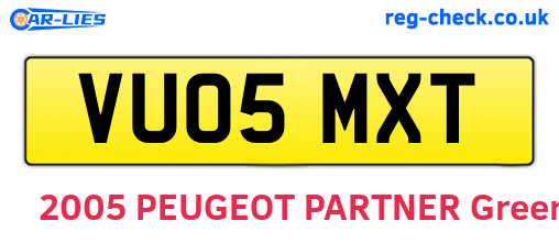 VU05MXT are the vehicle registration plates.