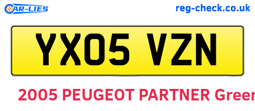YX05VZN are the vehicle registration plates.