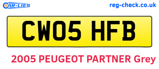 CW05HFB are the vehicle registration plates.