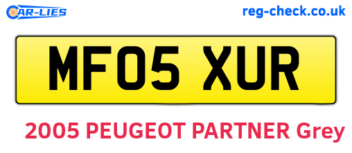 MF05XUR are the vehicle registration plates.