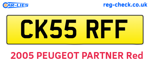 CK55RFF are the vehicle registration plates.