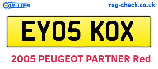 EY05KOX are the vehicle registration plates.
