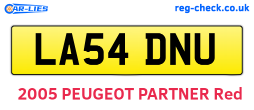 LA54DNU are the vehicle registration plates.