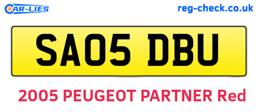 SA05DBU are the vehicle registration plates.