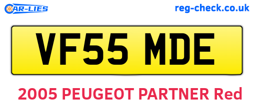 VF55MDE are the vehicle registration plates.