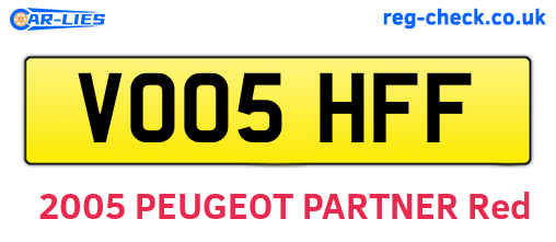 VO05HFF are the vehicle registration plates.