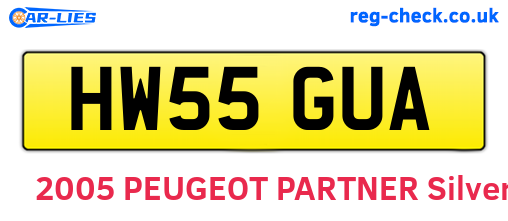 HW55GUA are the vehicle registration plates.