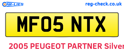MF05NTX are the vehicle registration plates.