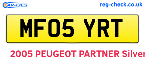 MF05YRT are the vehicle registration plates.