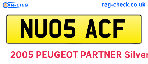 NU05ACF are the vehicle registration plates.