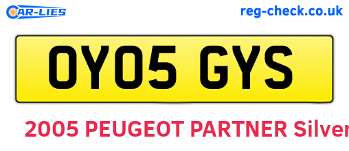 OY05GYS are the vehicle registration plates.