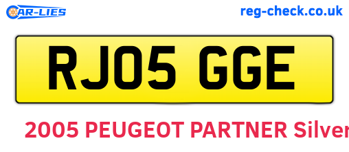 RJ05GGE are the vehicle registration plates.