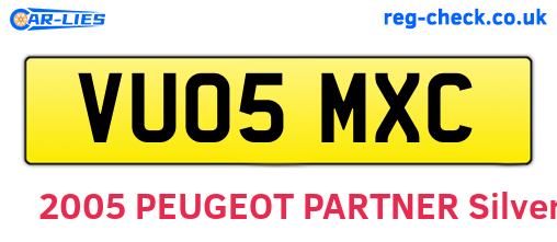 VU05MXC are the vehicle registration plates.